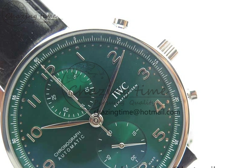 MIROTIME 0410 Elegant Portuguese IW371615 ZF 1:1 Best Edition SS Green Dial on Black Leather Strap A96355 V 7081
